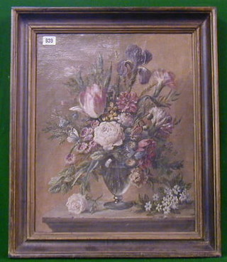 A 19th/20th Century Continental oil painting on canvas "Vase of Flowers" 20" x 15"