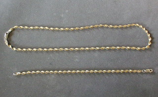 A silver gilt spiral chain and a ditto bracelet