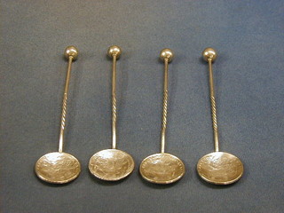 4 Continental silver spoons, the bowls formed from Papal spoons