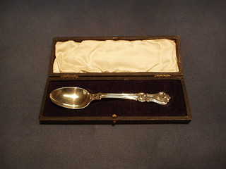 A Victorian silver christening spoon Sheffield 1873, cased