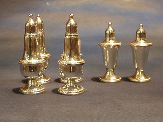 4 American Empire Sterling pepper pots (weighted) and 2 others 