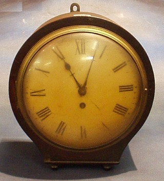 A 19th Century fusee hanging wall clock, the 9" circular painted dial with brass bezel