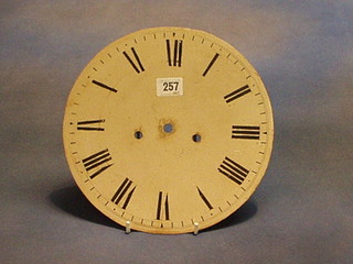 A 19th Century circular clock dial painted Roman numerals 10"