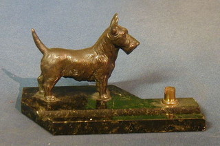  A 1930's bronze pen tray decorated a standing West Highland Terrier 8"