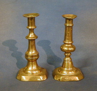 2 18th/19th Century brass candlesticks 8"
