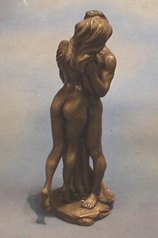 A bronzed figure of standing lovers, 14"