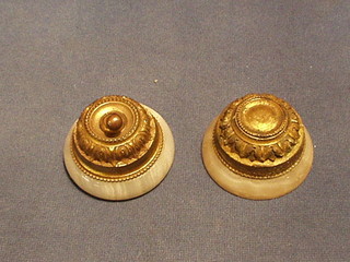 2 Victorian alabaster and gilt metal electric light switches, removed from Windsor Castle when rewired in 1926