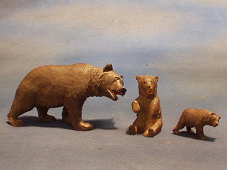 3 Swiss carved figures of bears