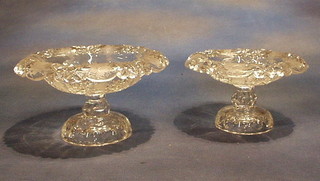 2 19th Century cut and etched glass comports 8" and 10"