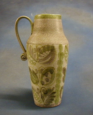 A Denby Glen College Pottery jug with floral decoration, the base with Denby rubber stamp mark 14"