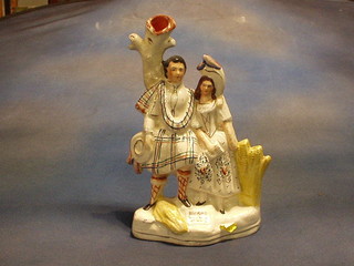 A 19th Century flat back Staffordshire figure Burns and his Mary 12" (f and r)