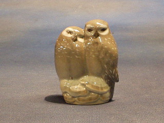 A Royal Copenhagen porcelain figure of 2 seated owls, marked 834 3"