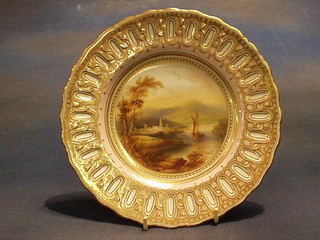 A Copeland porcelain plate with floral decoration and gilt banding 9" and 2 other porcelain plates