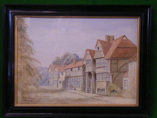 T C Sitva, watercolour drawing "Country House with Figures" signed and dated 1921 12" x 16"
