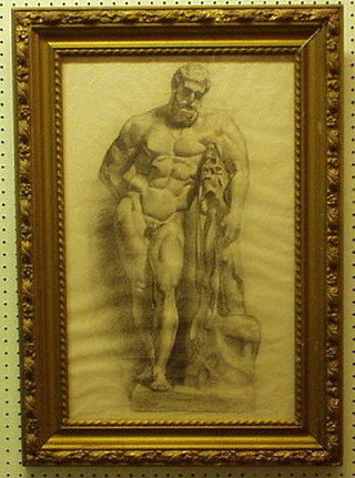 An 18th/19th Century pencil drawing "Standing Naked God" 22" x 13"