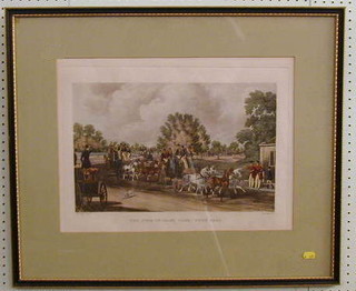 An 18th/19th Century coloured print "The Four In Hand Club Hyde Park" engraved by J Harris and painted by James Pollard 13" x 16"