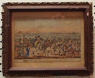 A 19th Century coloured print "Epsom Races" 5" x 7"