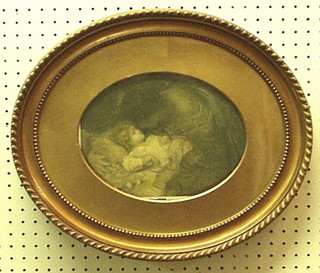 A 19th Century coloured print "Mother and Child" 8" oval