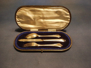 A Victorian 3 piece silver christening set comprising knife, fork and spoon, Sheffield 1898