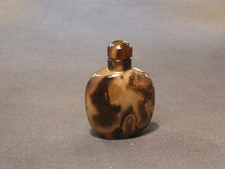 An Oriental grey glass snuff bottle and stopper 3"