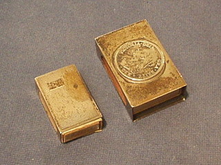 A silver match box slip inset a Victorian silver coin London 1937 and a small silver match slip with engine turned decoration and 1937 Jubilee hallmark