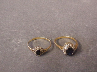 2 modern 9ct gold sapphire and diamond dress rings