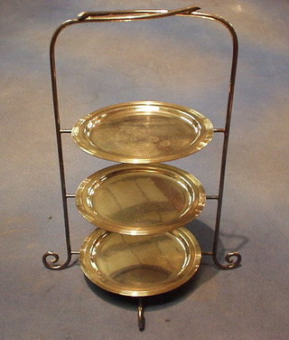 A silver plated 3 tier cake stand