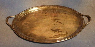 An oval silver plated galleried tea tray 21"