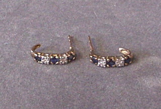 A pair of lady's sapphire and diamond set earrings