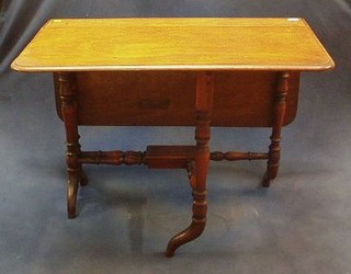 A Victorian bleached mahogany Sutherland table, raised on turned supports 36"