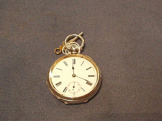 A  pocket watch contained in a Continental silver case