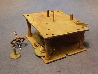 A brass fusee clock movement 5 1/2" x 4 1/2"