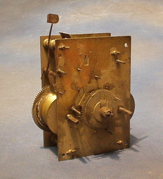 A brass 5 pillar longcase clock movement 7" x 5"