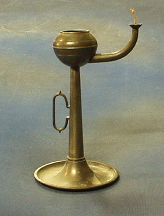 An Art Nouveau pewter oil lamp/table lighter, the base marked 90% JW Zin 11"
