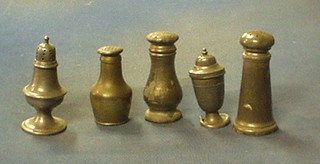 A collection of 12 pewter pepper pots