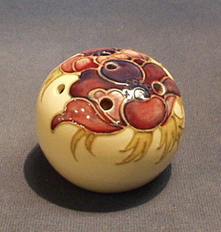 A 1984 Moorcroft anemone patterned pottery pomander made for Liberty's 3"