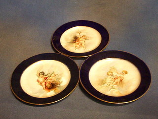 A set of 6 Imperial Russian circular porcelain plates decorated cherubs, the reverse with double headed eagle