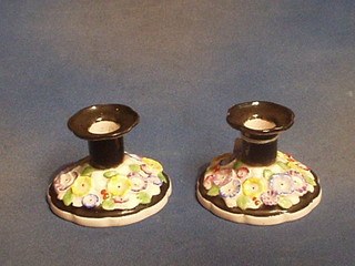 A pair of Art Deco Pheonix ware pottery candlesticks 3"