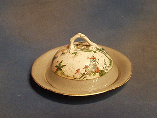 A Royal Worcester muffin dish with chinoiserie decoration, the base with black Worcester mark and 18 dots