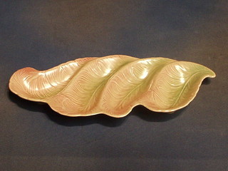 A Sylvac green leaf shaped 4 section dish 15"