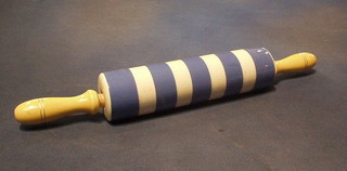 A T G Greener & Co blue and white striped rolling pin