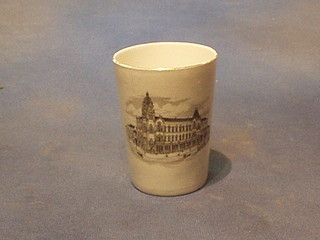 A Longton pottery beaker presented by the Dewsby Pioneers Industrial Society to mark their Jubilee 1907