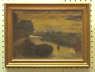 J Ludiat, a 19th/20th Century Continental oil on canvas "River in Mountain Landscape" 10" x 14"