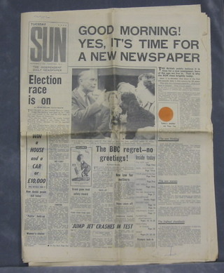 The last edition of The Daily Herald Monday 14th September 1964 and the first edition of The Sun September 15th 1964