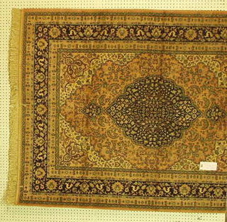 A contemporary pink ground and floral pattern Persian design Belgium carpet 66" x 50"