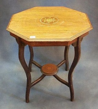 A Victorian rosewood octagonal occasional table on cabriole supports with circular undertier 24"