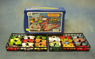 A Matchbox box containing 24 various cars