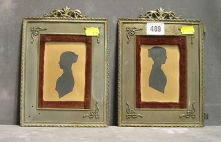 A pair of 19th Century silhouettes contained in gilt embossed frames 9"