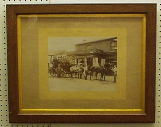 An early 19th Century black and white coaching photograph of the Epsom Stage Coach outside the Charrington & Co Northstar Public House 8" x 10"