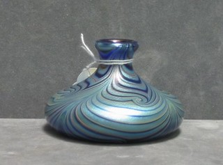 A blue Art Glass vase the base marked Okra '87 FP5B No. 1, 3"